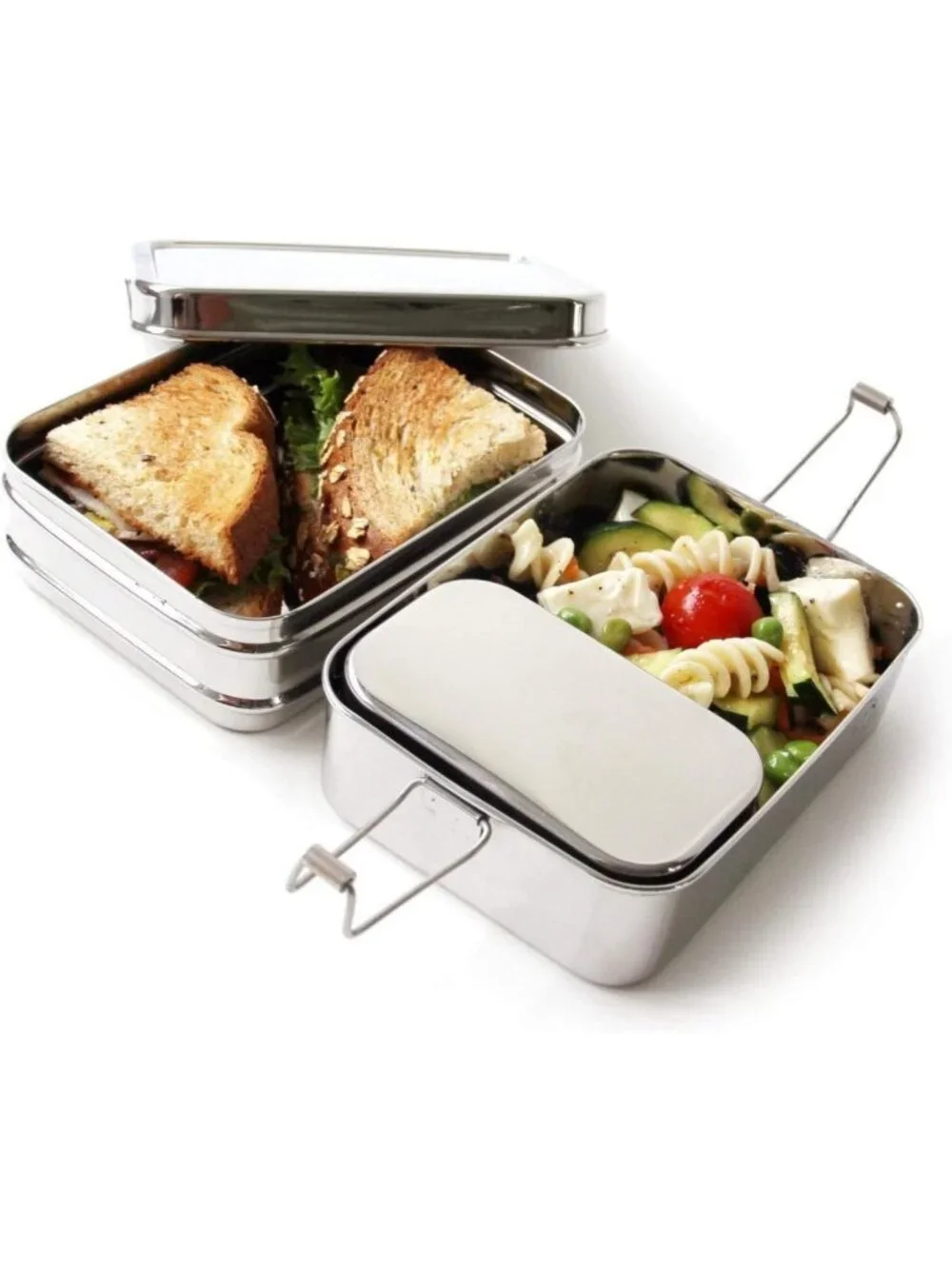 Three-in-One Stainless Steel Bento Box - 31 oz, Eco-Friendly, Nesting Design